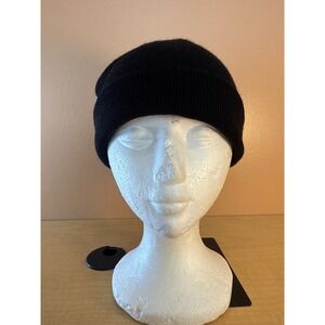 Hot Paws Black Knit‎ Beanie Cuffed Maple Leaf Logo Acrylic Winter Hat HPH3P411A